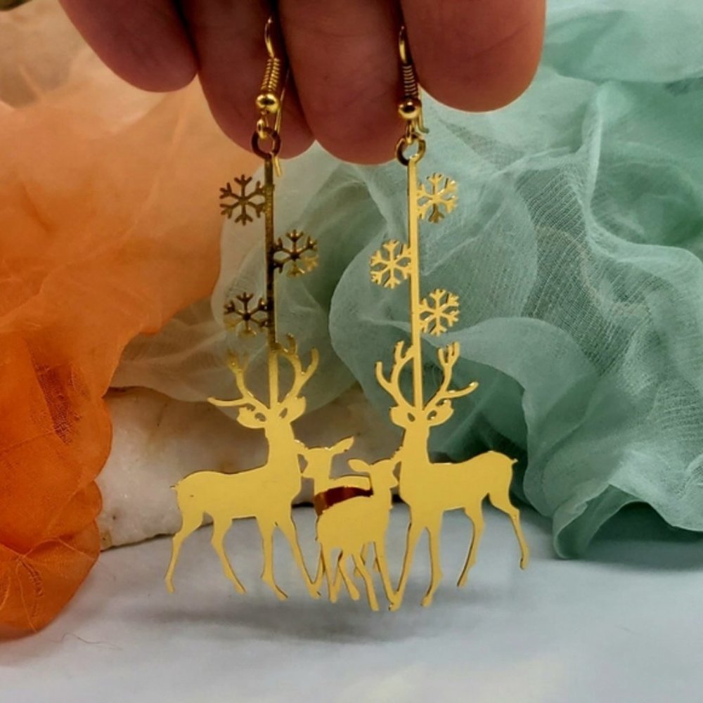 ❤️ Gold Hypoallergenic Jewelry Stainless Surgical Steel Earrings Boho Deer